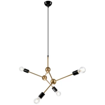 Image of Lamkur Lighting - Alessia Multi Arm Pendant Ceiling Light Gold, 4x E27