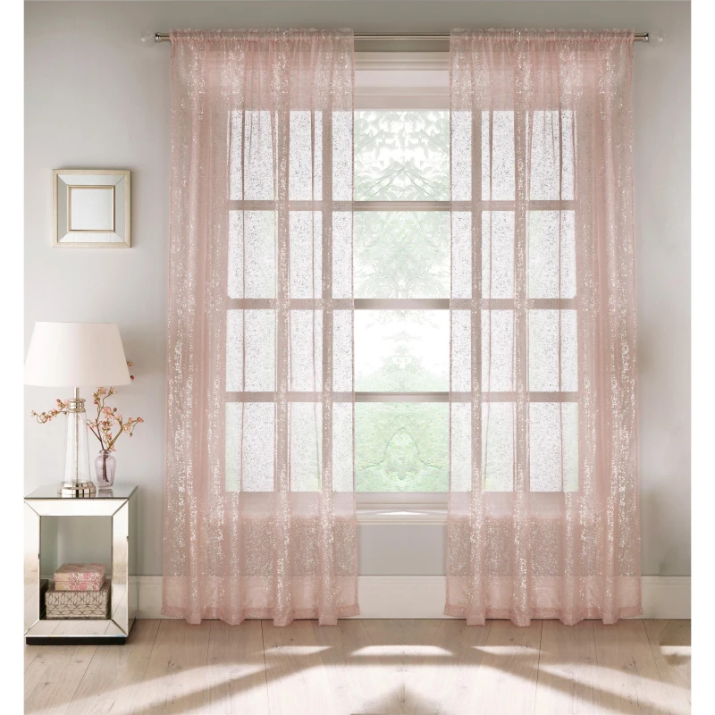Image of Tyrone Textiles Pandora Metallic Print Rod Pocket Panel - Pair Blush unisex 140x137cm