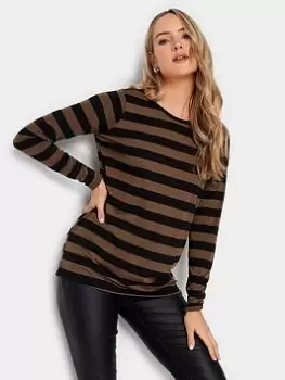 Image of Long Tall Sally Natural/black Short Sleeve Stripe T-shir, Natural, Size 14, Women