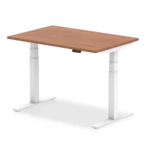 Image of Air 1200 x 800mm Height Adjustable Desk Walnut Top White Leg
