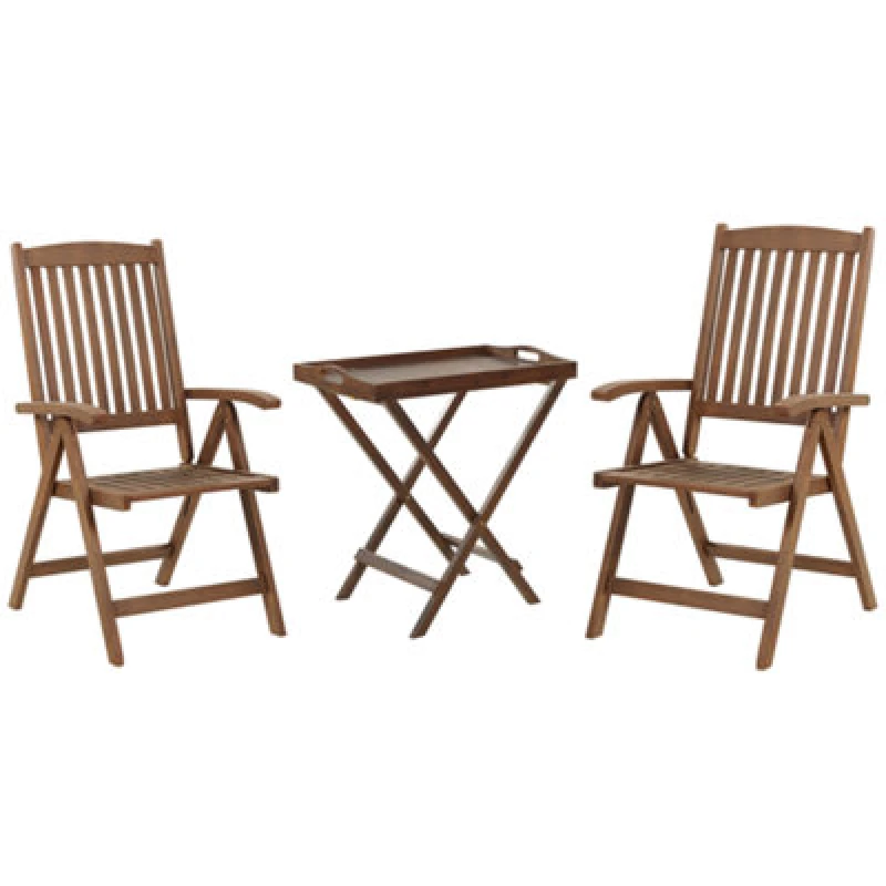 Image of Beliani Bistro Set Folding Amantea Acacia Wood Dark Brown