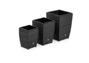Image of Maze Set of 3 Shaped Rattan Planters - Grey