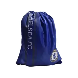 Image of Chelsea FC Stripe Drawstring Bag (One Size) (Blue/Black)