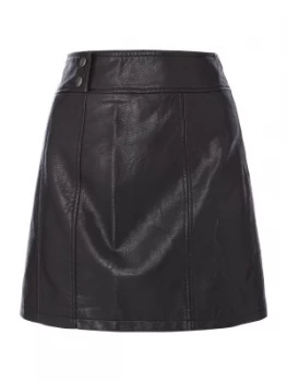 Image of Free People Leather Look Retro Body Con Mini Skirt Black