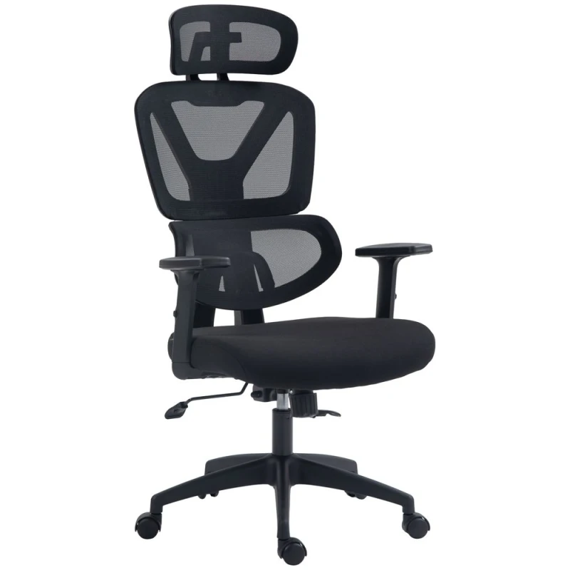 Image of Vinsetto Mesh Office Chair Swivel Desk Chair W/ Adjustable Height Headrest Black 921-513V71BK
