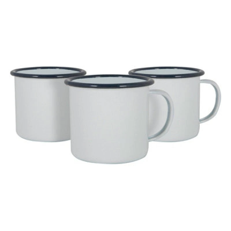 Image of Argon Tableware White Enamel Mugs - 375Ml - Navy - Pack Of 6