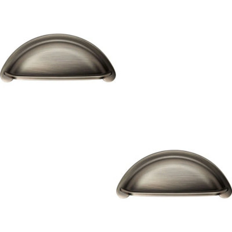 Image of Loops 2x Cabinet Cup Pull Handle 94 x 41.5mm 76mm Fixing Centres Gun Metal Multi unisex