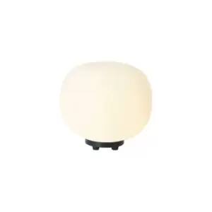 Image of Cheektowaga Small Oval Ball Table Lamp E27 Matt Black Base With Frosted White Glass Globe