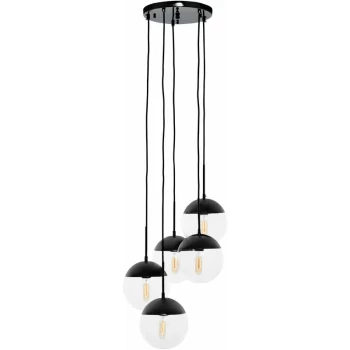 Image of Premier Housewares - Chandelier / Ceiling Light Small Black Pendant Lights For Ceiling / Hallway / Living Room 5 Bulb Hanging Lighting For Halls /