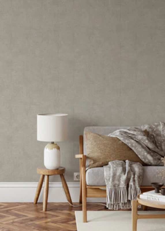 Image of Muriva Taupe Geometric Fabric Effect Patterned Wallpaper