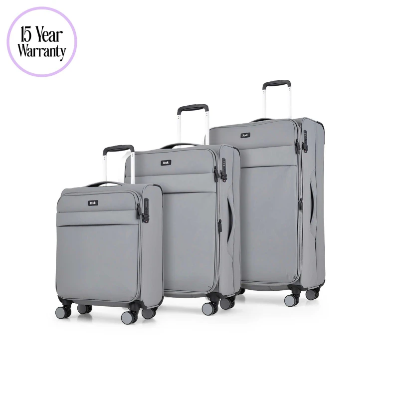 Image of Rock Rock Harper Suitcase Grey Hard Suitcases 3pc Set Grey 42524902000