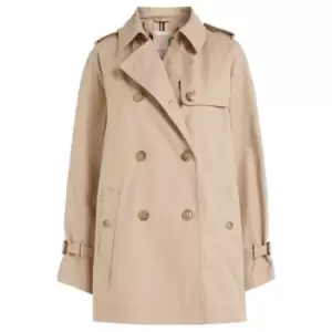 Image of Tommy Hilfiger Peached Cotton Short Trench - Beige