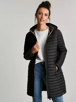 Image of Joules Snug Long Packable Shower Proof Coat - Black, Size 22, Women