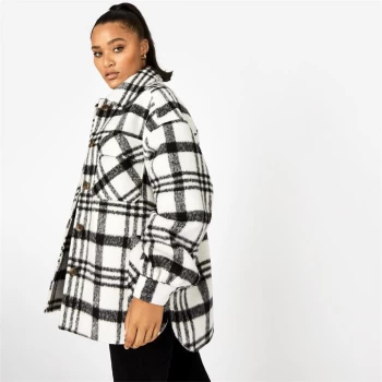 Image of Jack Wills Check Overcoat - Black