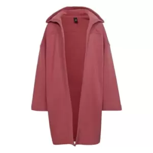 Image of adidas Lounge Hooded Cotton Fleece Cardicoat Kids - Pink Strata / Off White / Blac