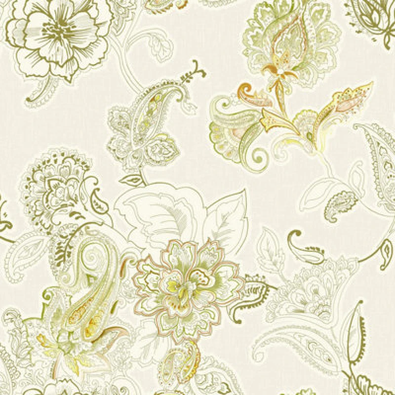 Image of Yes-Online Wallquest Villa Rose Indian Damask Yellow Wallpaper Acrylic Coated Feature Wall