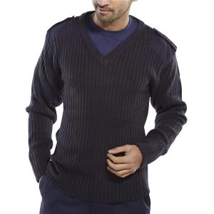 Image of Click Workwear Sweater Military Style V Neck Acrylic M Navy Blue Ref