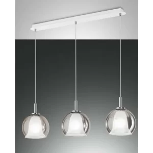 Image of Fabas Luce Bretagna Straight Bar Pendant Ceiling Light Transparent Grey Glass, E27