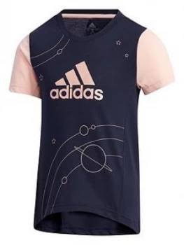 Image of Adidas Girls Printed T-Shirt - Grey