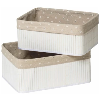 Image of Kankyo White Bamboo Storage Boxes - Set of 2 - Premier Housewares
