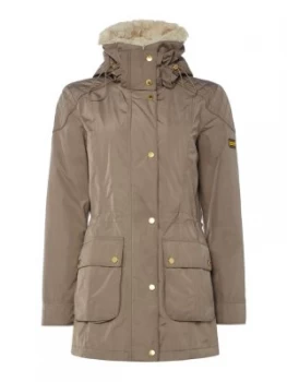 Image of Barbour Waterproof Garrison Coat With Faux Fur Collar Taupe