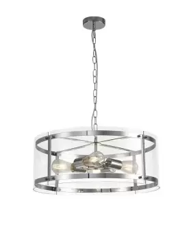Image of Cylindrical Ceiling Pendant, 4 Light E27, Polished Chrome