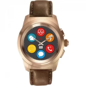 Image of MyKronoz ZeTime Premium Bluetooth Smartwatch Rose Gold with Brown Leather Regular