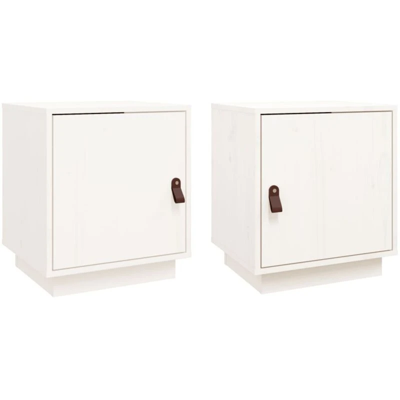 Image of Vidaxl Bedside Cabinets 2 Pcs White 40X34X45cm Solid Wood Pine, White 818278