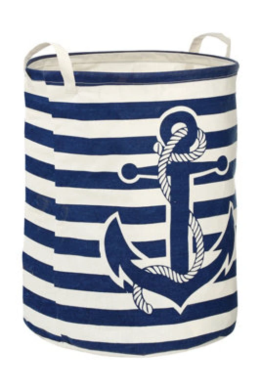 Image of Premier Housewares Anchor Blue And White Laundry Bag Blue