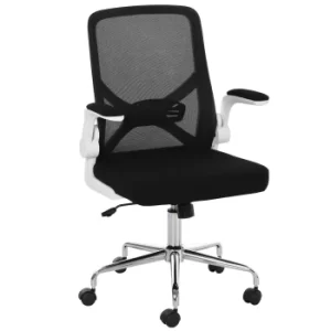 Image of Vinsetto Mesh Swivel Office Chair with Flip-Up Arm, Lumbar Support, Home Task High Back Chair Adjustable Height, Black