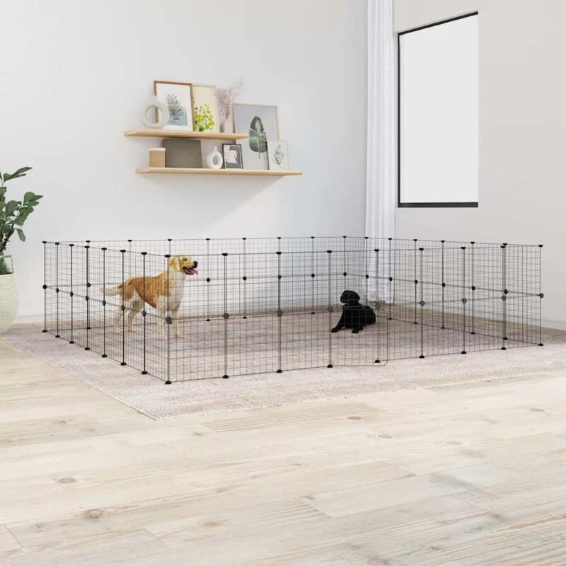 Image of VIDAXL 60-Panel Pet Cage with Door Black 35x35cm Steel Vidaxl 8720287190752