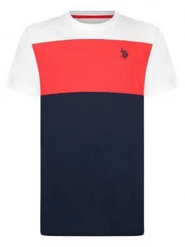 Image of U.S. Polo Assn. Boys Colourblock T-Shirt - White
