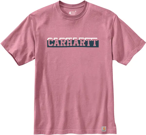 Image of Carhartt Relaxed Fit Heavyweight Logo Graphic T-Shirt, pink, Size M