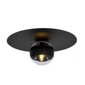 Image of Solar Black Globe Ceiling Light with Clear,Black Glass Shades, 1x E14
