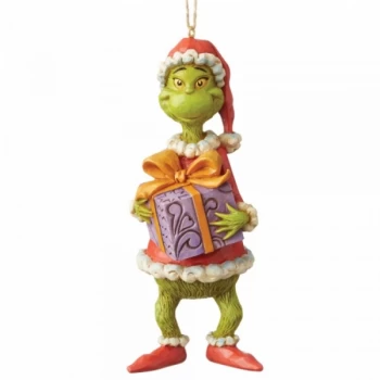Image of Grinch Holiding Present Hanging Ornament