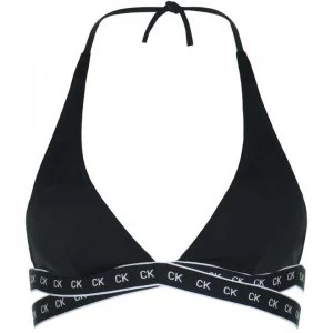 Image of Calvin Klein Mono Halter Triangle Bikini Top - Black BEH