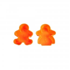 Image of Denby Orange Silicon Gingerbread Man and Woman Set