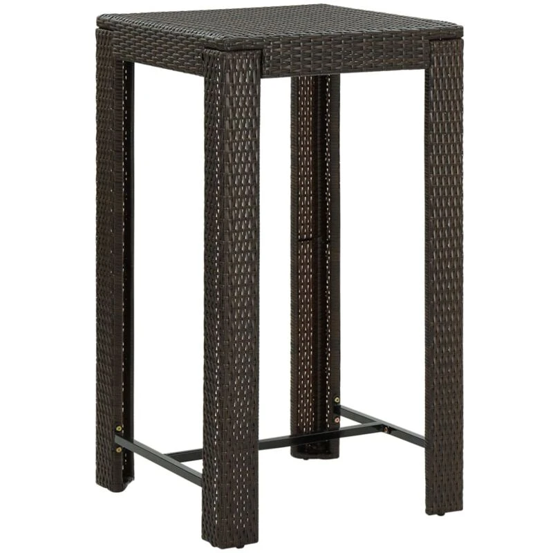 Image of VIDAXL Garden Bar Table Brown 60.5x60.5x110.5cm Poly Rattan Vidaxl 8720286003060