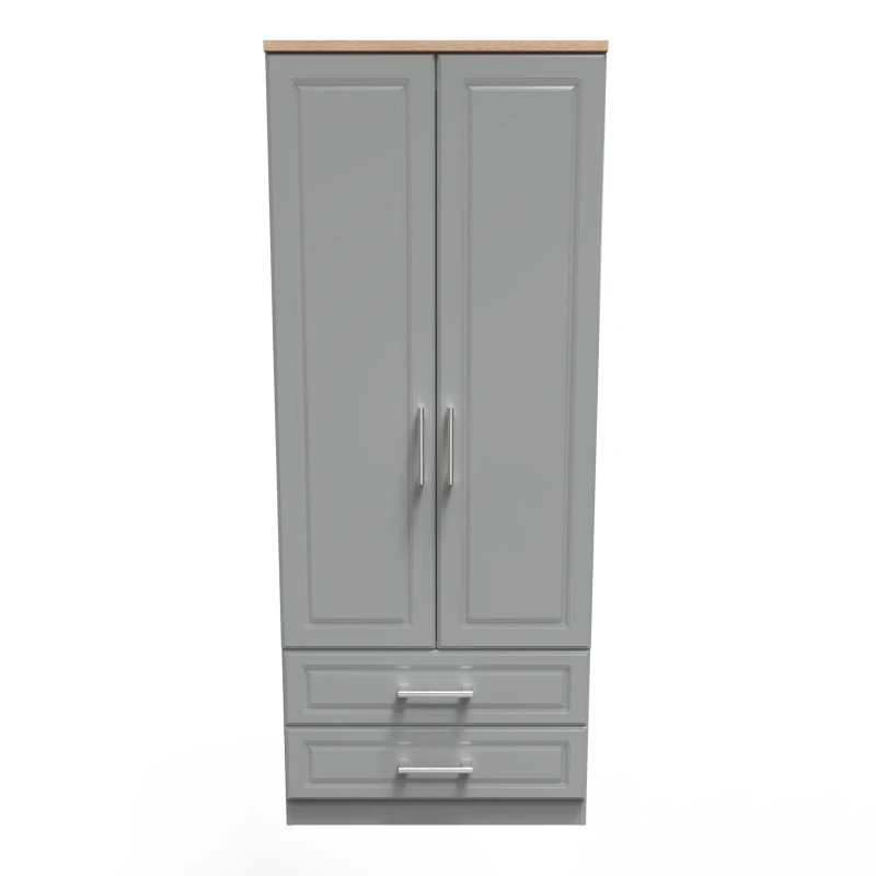 Image of Ready Assembled 2 U Norfolk 2 Door 2 Drawer Wardrobe (Ready Assembled) Dark Grey