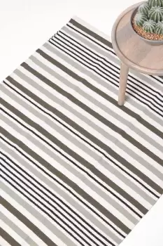 Image of Modern Scandinavian Style Striped Cotton Rug
