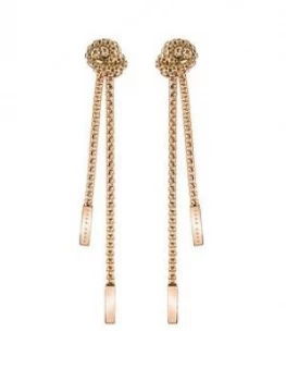 Image of Boss Rosette Gold Plated Stainless Steel Mesh Long Knot Earrings