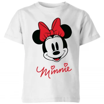 Image of Disney Minnie Face Kids T-Shirt - White - 7-8 Years - White