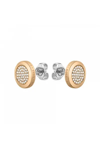 Image of Boss Jewellery Medallion Stainless Steel Earrings - 1580382 Rose