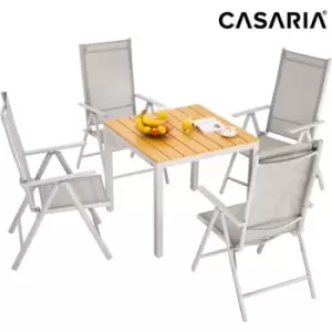 Image of Casaria Seating Group Bern 4+1 Aluminium 7-way Adjustable High-Backed Chairs Foldable WPC Garden Table 80x80cm Weatherproof Outdoor Patio Furniture