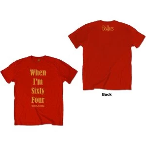 Image of The Beatles - When I'm Sixty Four Unisex Medium T-Shirt - Red