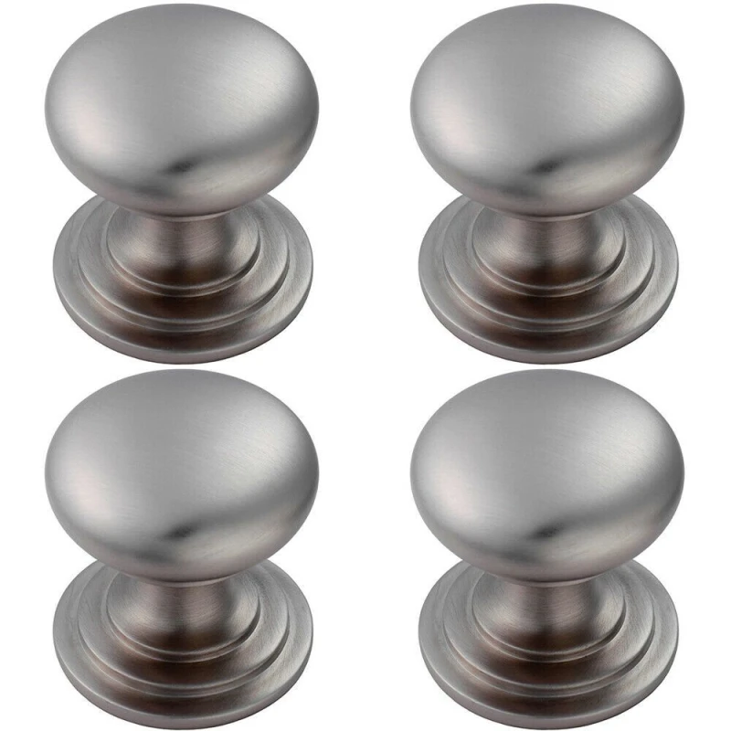 Image of Loops 4x Victorian Round Cupboard Door Knob 25mm Dia Stainless Steel Cabinet Handle Metallics unisex