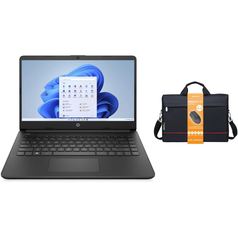 Image of HP 14" Laptop - Celeron, 4GB, 128GB, Win 11 Bundle Black unisex One Size
