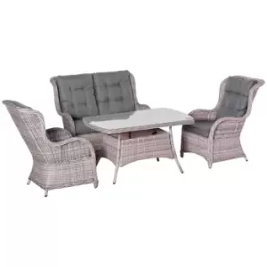 Image of 4 Piece Outdoor Patio Rattan Sectional Sofa Set, Grey