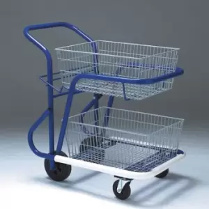 Image of Slingsby Premium Large Mailroom Trolleys With Tilting Basket With 2 Baskets