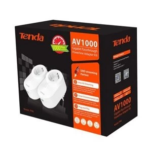 Image of Tenda PH6 1000Mbps AV1000 Gigabit Passthrough Powerline Adapter Kit UK Plug